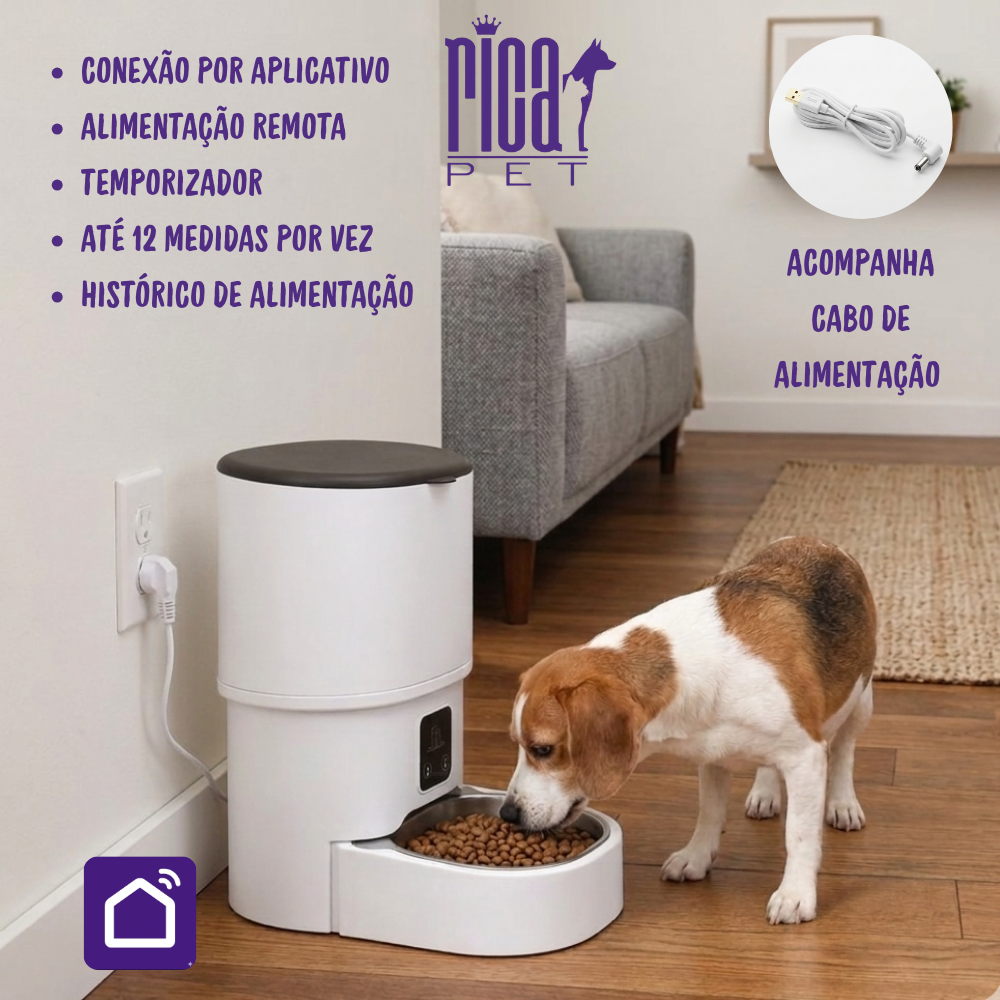 Comedouro Automático Ração Gatos E Cães Elétrico Inteligente – Ricapet