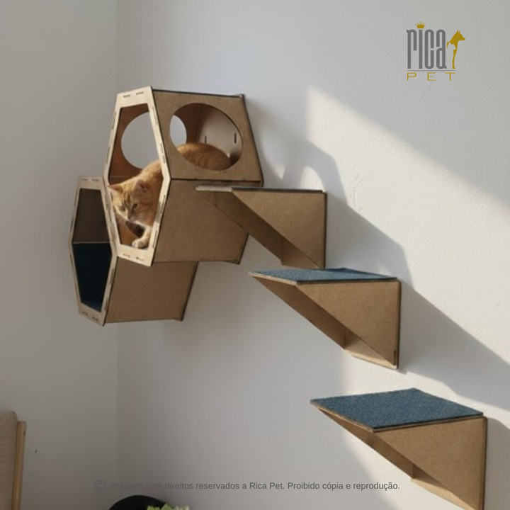 Cama Gato Playground Nicho Caminha Arranhdor Brinquedo
