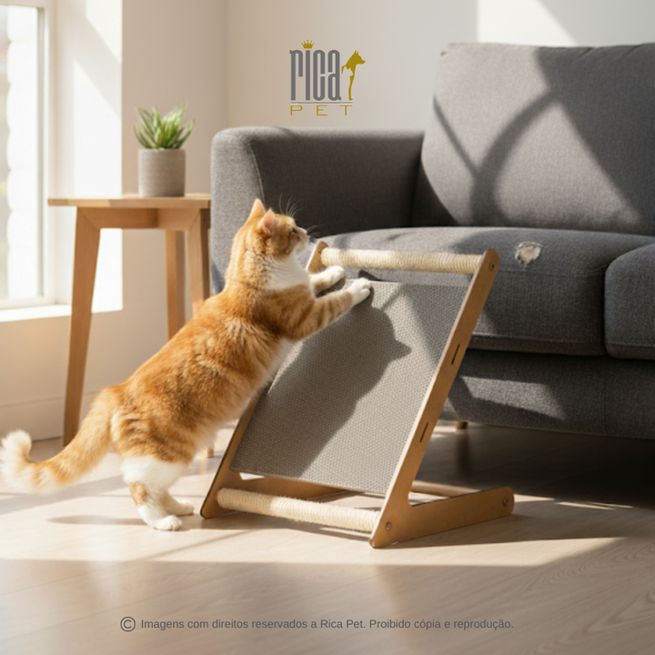 Arranhador Rampa Gato Brinquedo Mdf Carpete Protetor