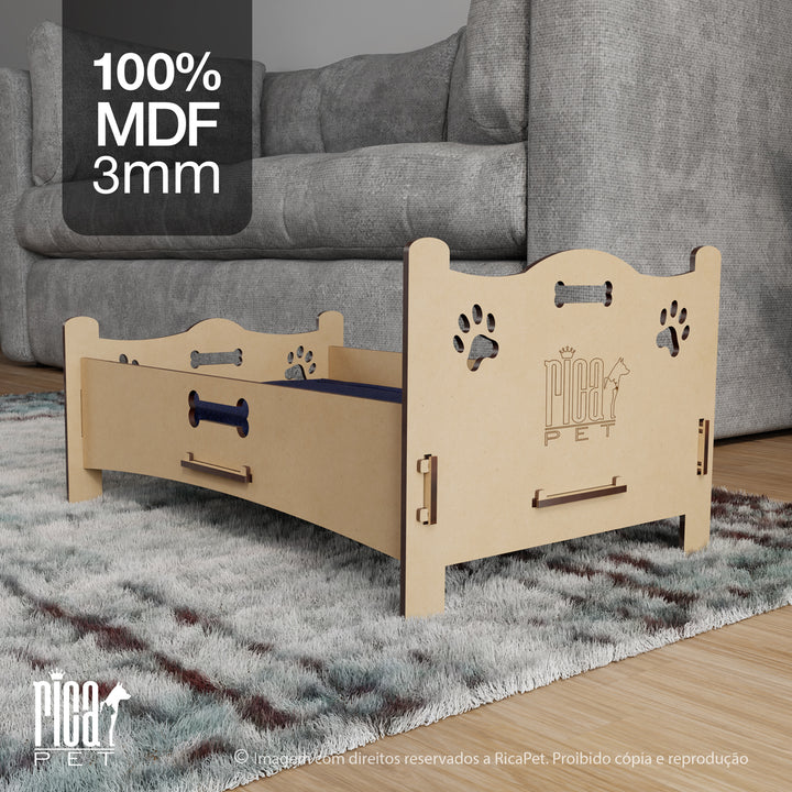 Caminha Luxo Pet Madeira com Colchão Modelo 3 - Ricapet™