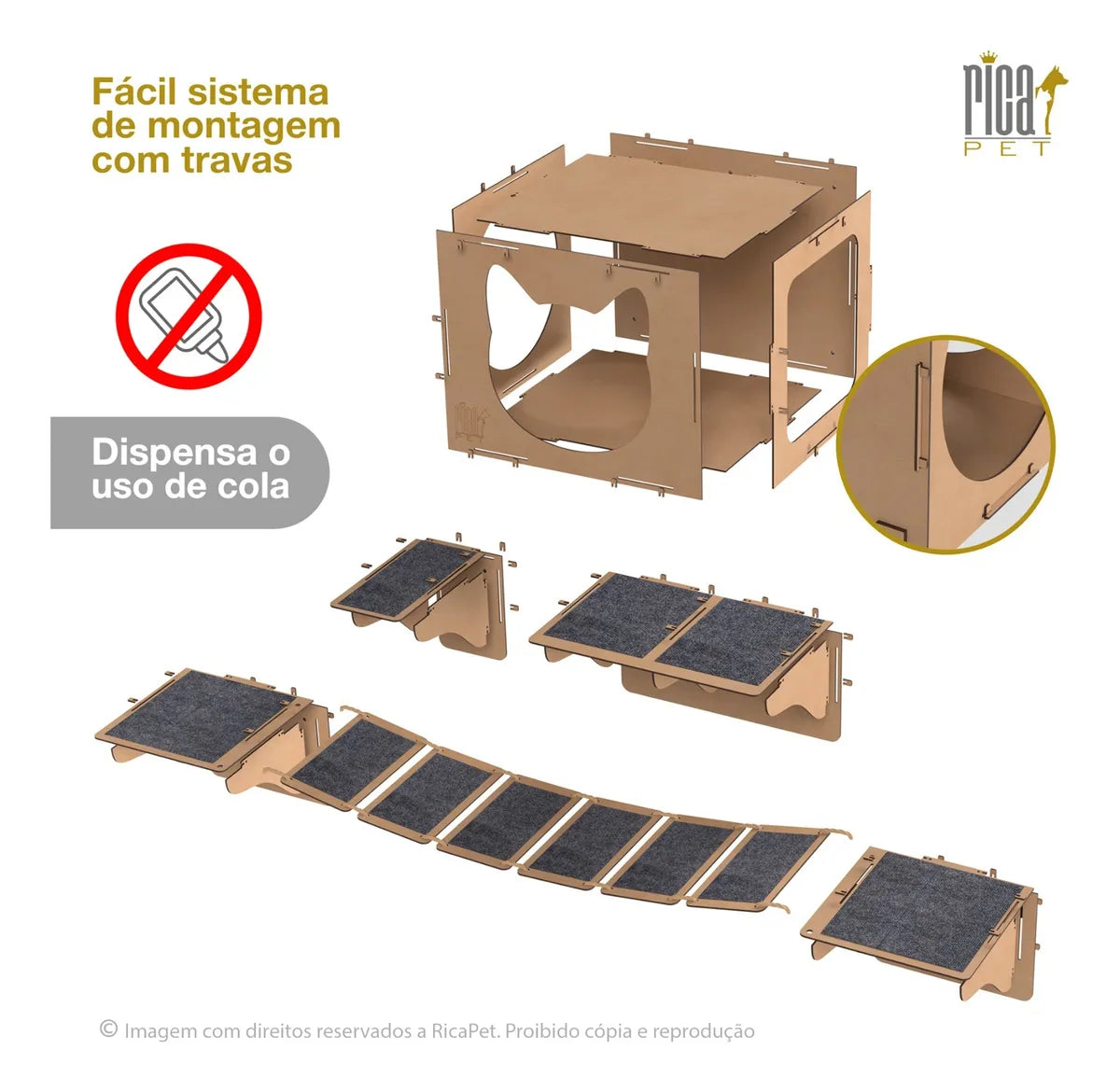 Kit Gato Playground Casa Ponte Escada Completo Brinquedo