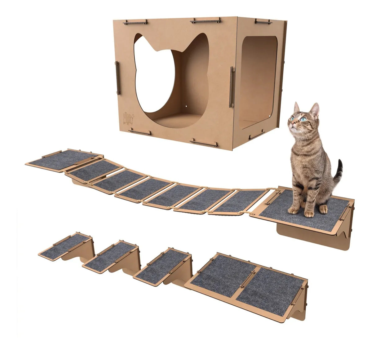 Kit Gato Playground Casa Ponte Escada Completo Brinquedo