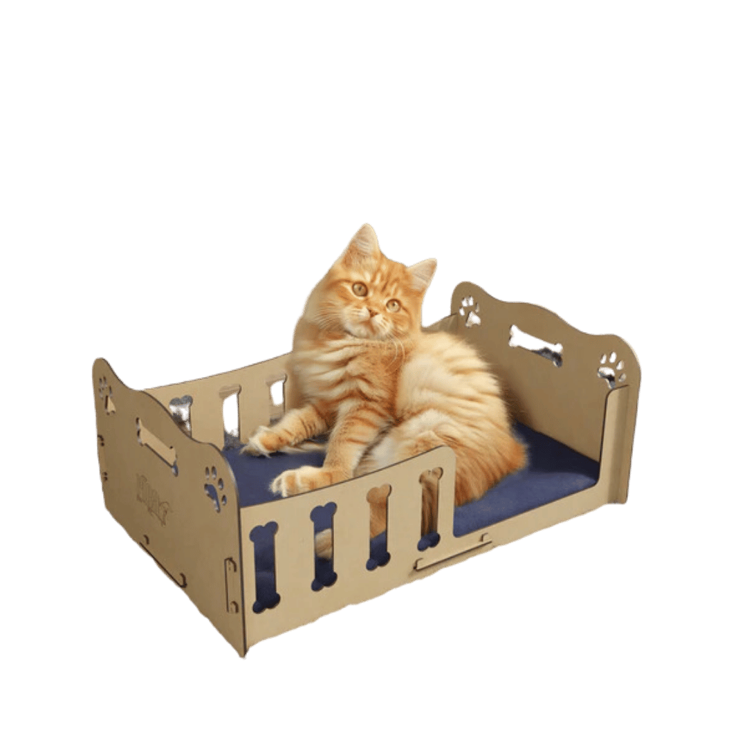 Caminha de Luxo Ossinho para Cachorros e Gatos Madeira Modelo 2 - Ricapet™