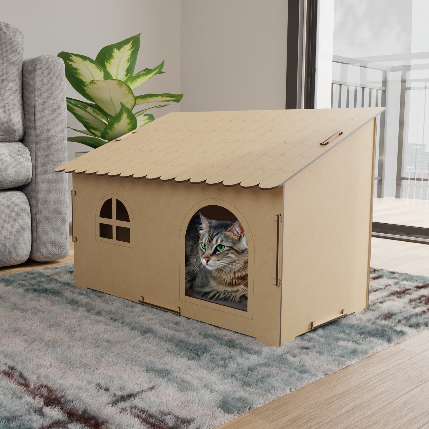 Casa para Cães e Gatos Pequeno Porte de Madeira