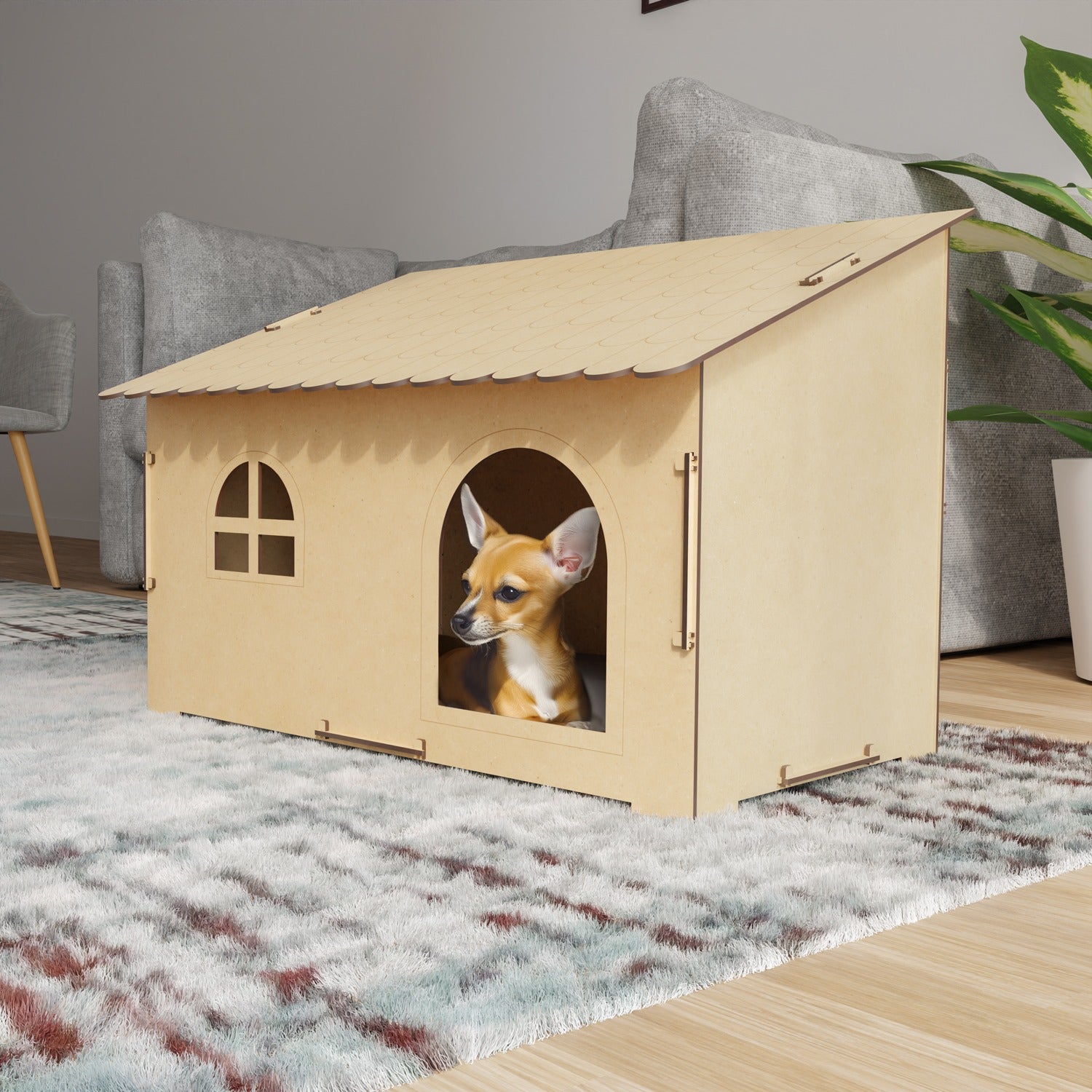 Casa para Cães e Gatos Pequeno Porte de Madeira