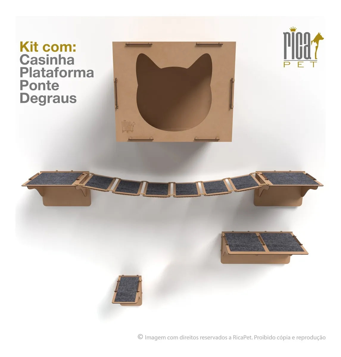 Kit Gato Playground Casa Ponte Escada Completo Brinquedo