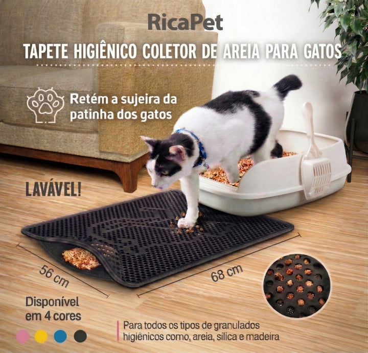 Tapete Higiênico Coletor de Areia para Gatos - Ricapet™