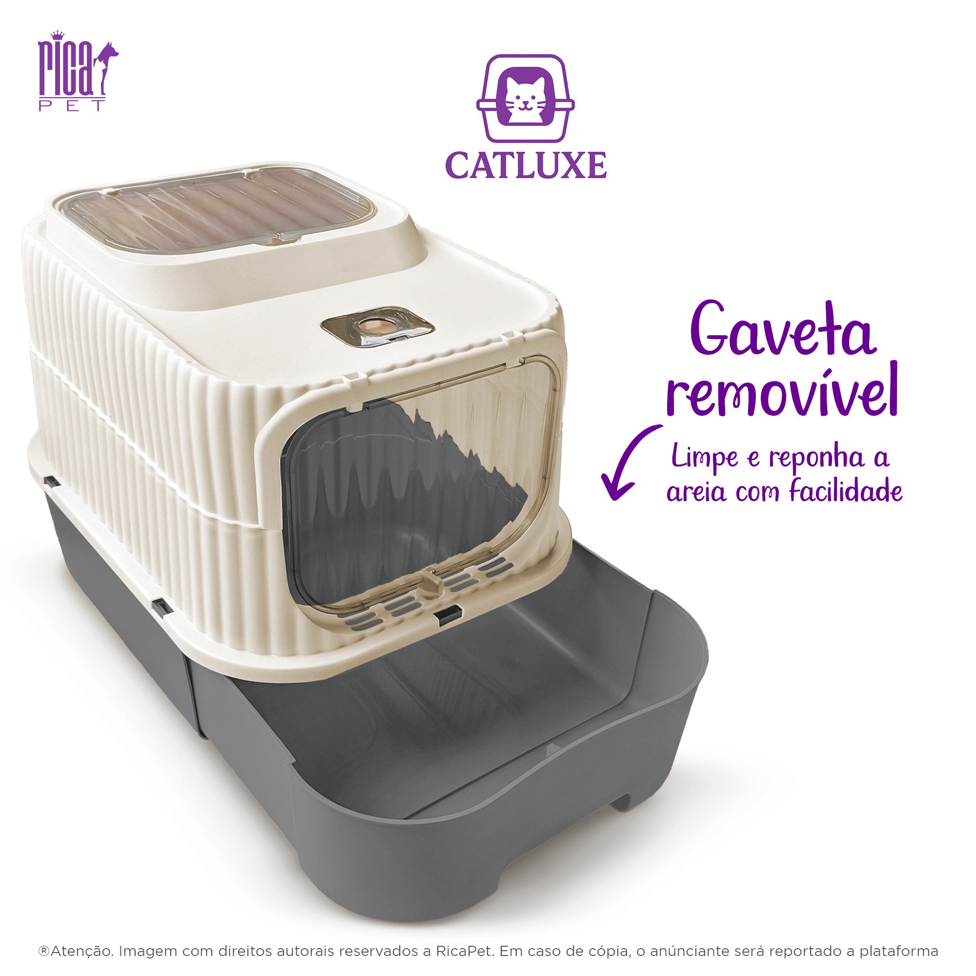 Caixa De Areia Gato Banheiro Fechado Sanitário Ricapet Luxo