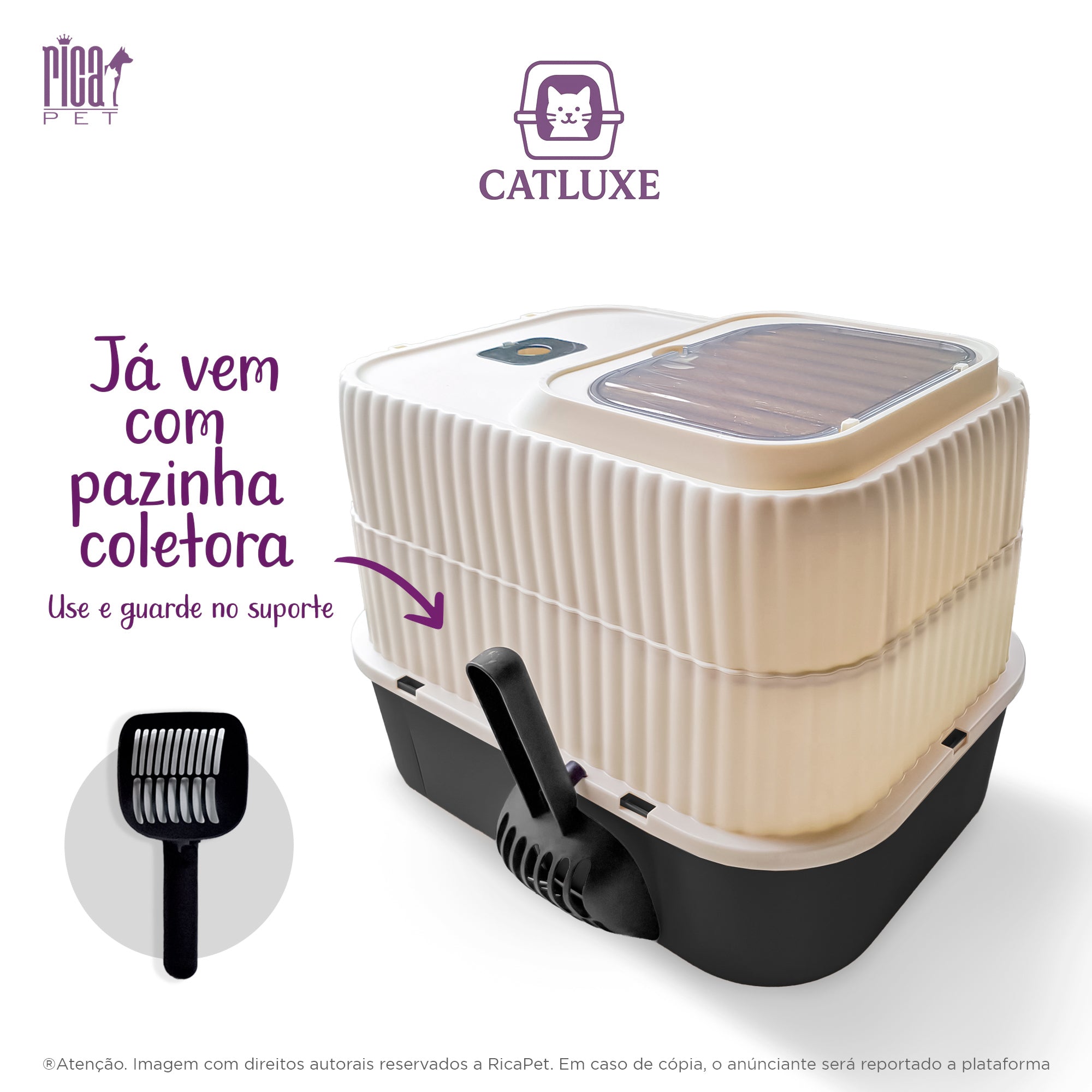 Caixa De Areia Gato Banheiro Fechado Sanitário Ricapet Luxo